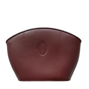 Les must de Cartier Burgundy Cosmetic Pouch Clutch Like New Condition